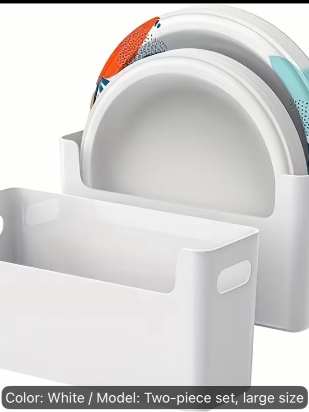 New White Plate and Utensil Organizer Set of 2